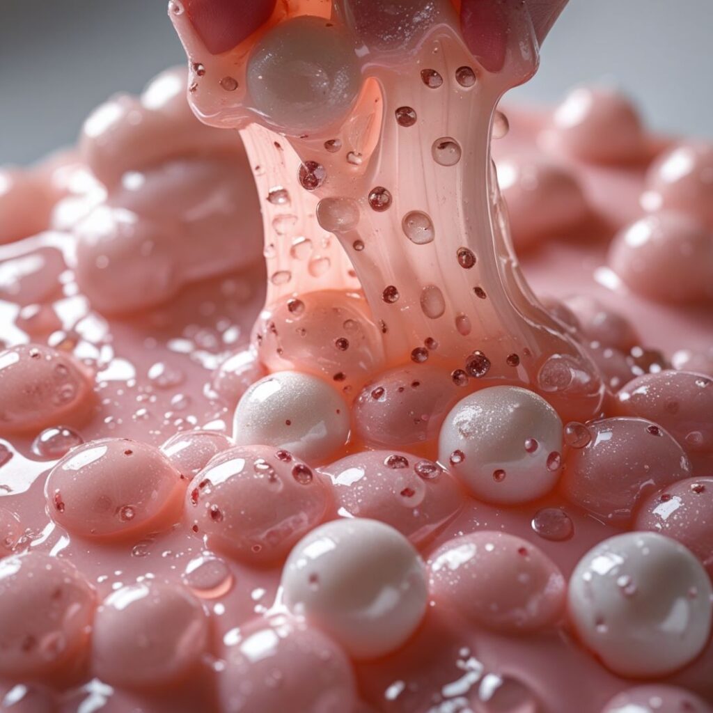 A stretched Crunchy Slime showcasing its crispy, textured surface